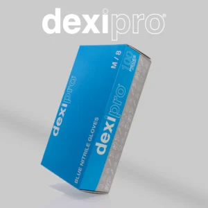 Dexipro blue nitrile examination gloves box of 100 powder free