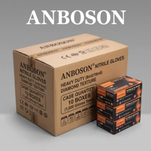 Anboson wholesale case of 10 boxes orange diamond grip mechanic gloves 1000 count total