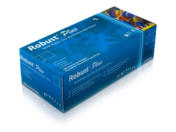 Aurelia Robust Plus Extended Cuff Blue Nitrile Gloves (Box/Case)