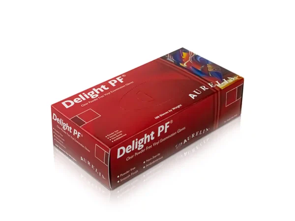 Delight Clear PF V3 Aurelia Delight Clear Powder-Free Vinyl Gloves (Box/Case)