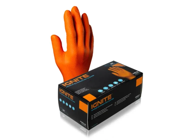Aurelia Ignite Heavy Duty Orange Nitrile Gloves (Box / Case)