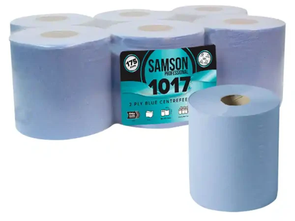 Samson 2 ply blue centrefeed roll 6 pack 150m